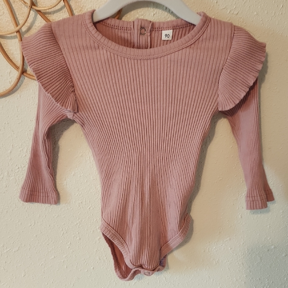 Pink Ribbed Kids One Piece - Picture 4 of 4